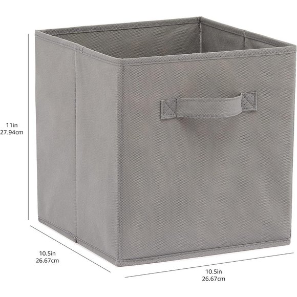 10.5"x10.5"x11" Gray Collapsible Fabric Storage Cubes Organizer with Handles - Picture 4 of 5